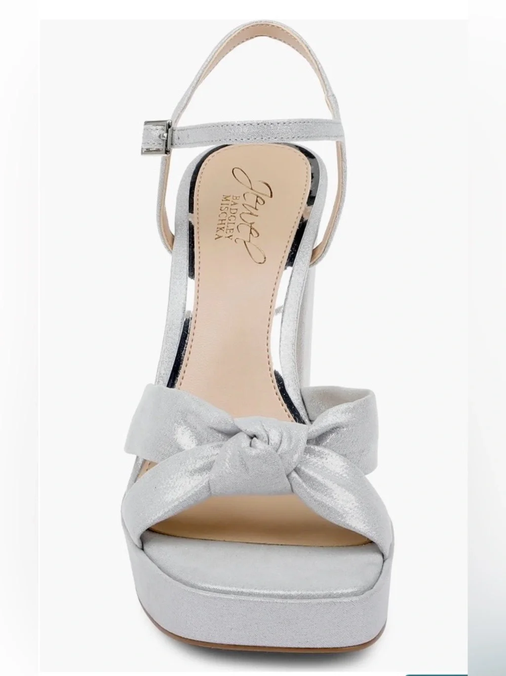 Badgley Mischka Silver Knot Platform Block Heels